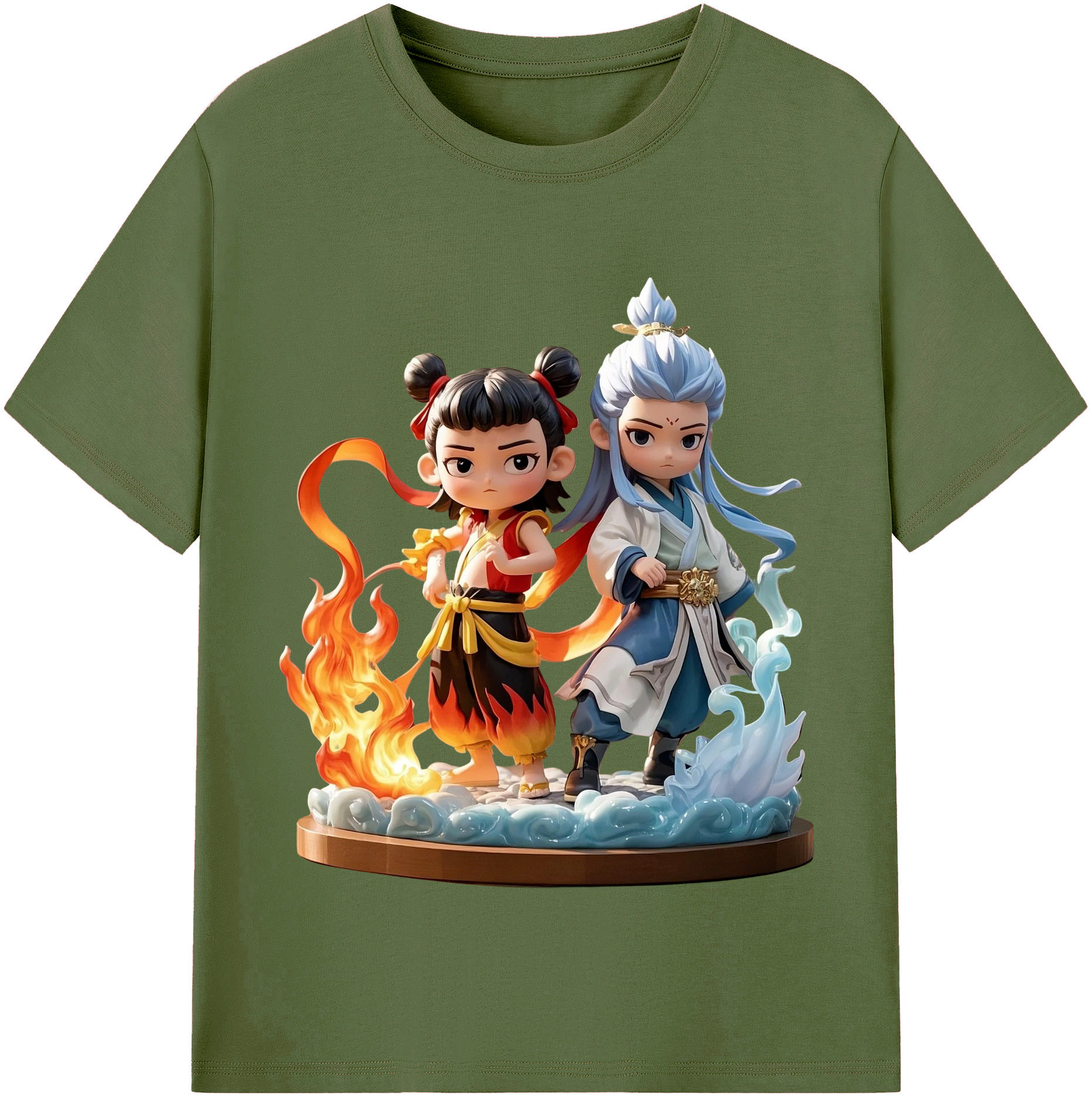 （画像用） Ne Zha 2 ナタ 魔童の大暴れ 綿100％半袖Tシャツ（フロントプリント）